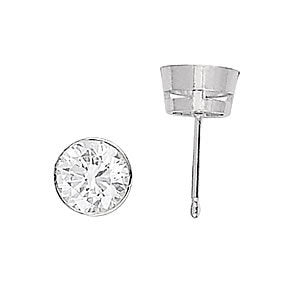 0.1CT Lab Diamond Bezel Stud Earrings - 14K White Gold