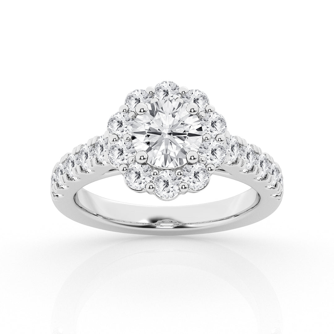 3.00 cttw  Halo Bridal Ring with 1.00 ct Round Center Stone