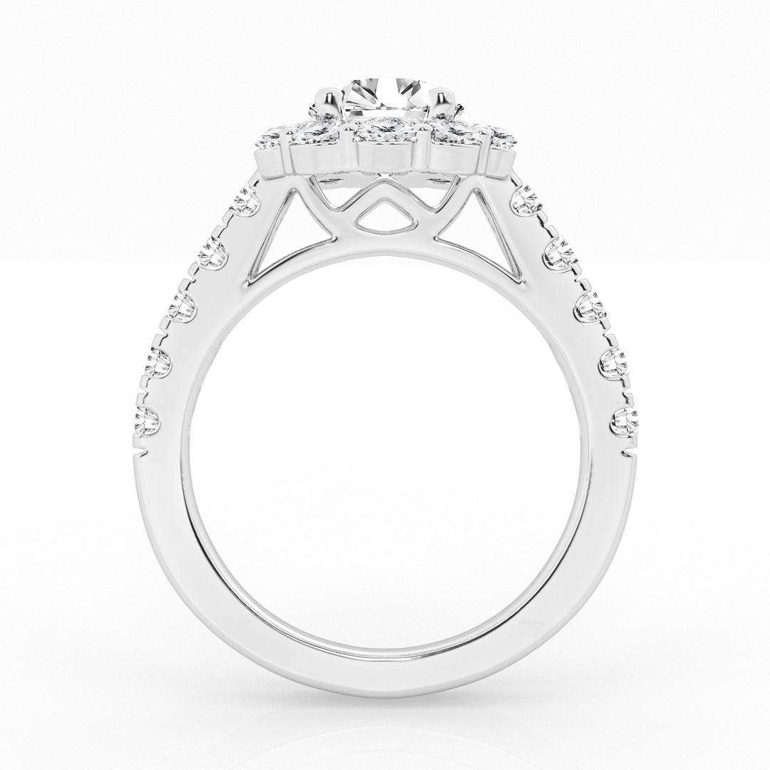 3.00 cttw  Halo Bridal Ring with 1.00 ct Round Center Stone