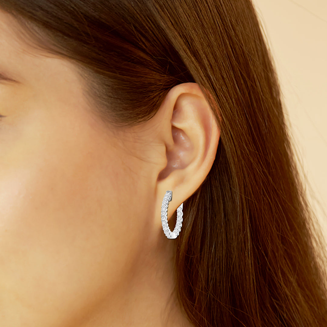 14K White Gold Lab Diamond Hoop Earrings (1.00 cttw)