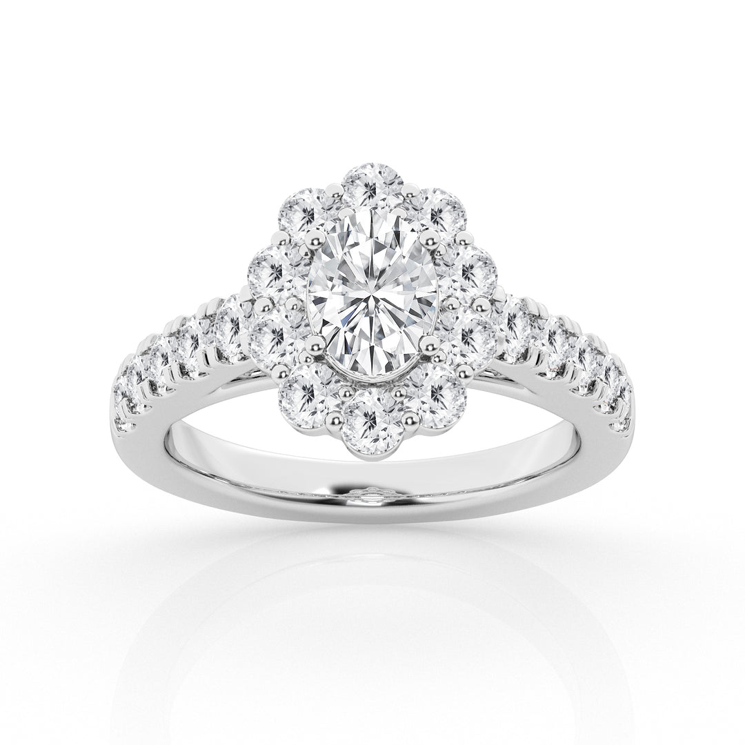 3.00 cttw  Halo Bridal Ring with 1.00 ct Oval Center Stone