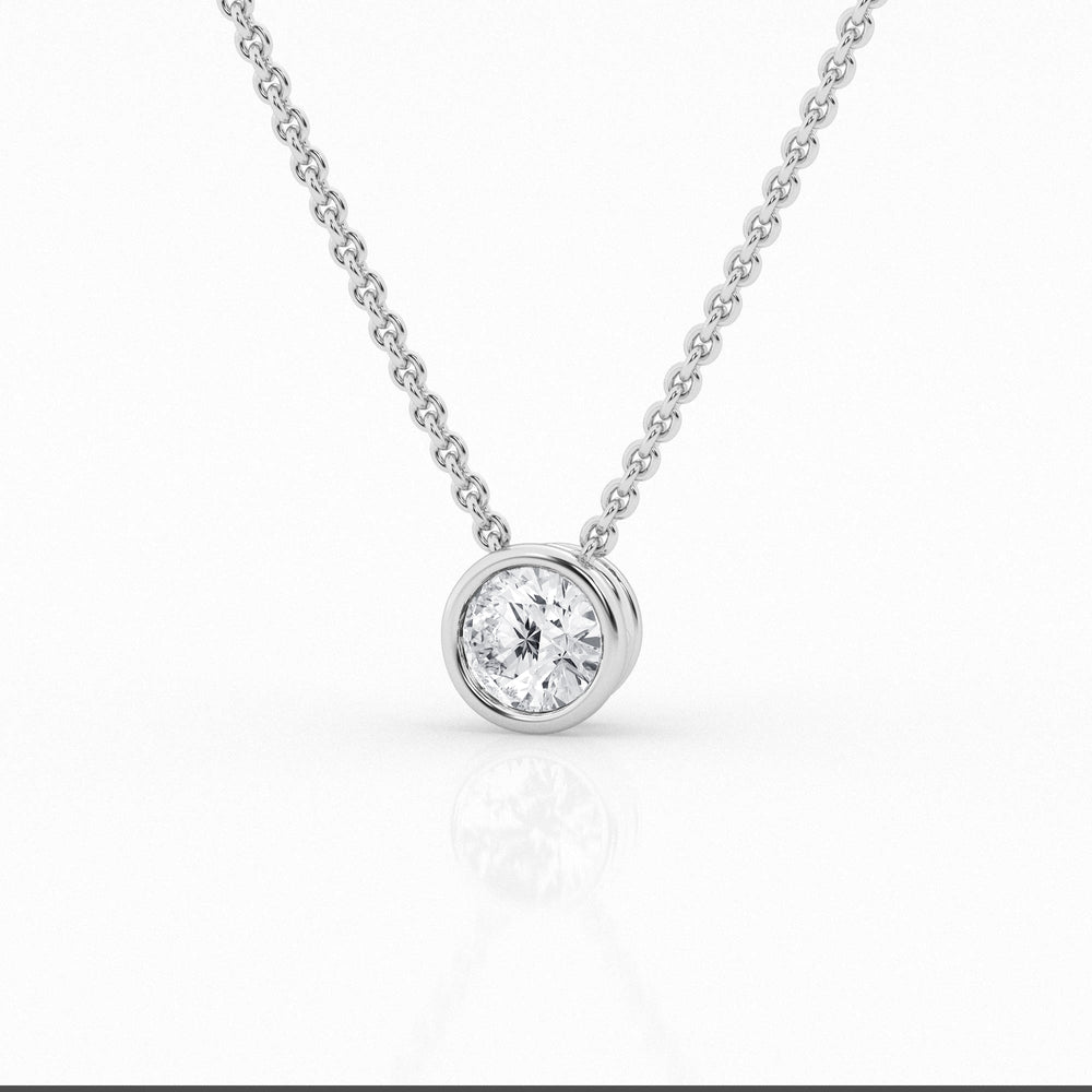 14K White Gold Lab Diamond Solitaire Pendant