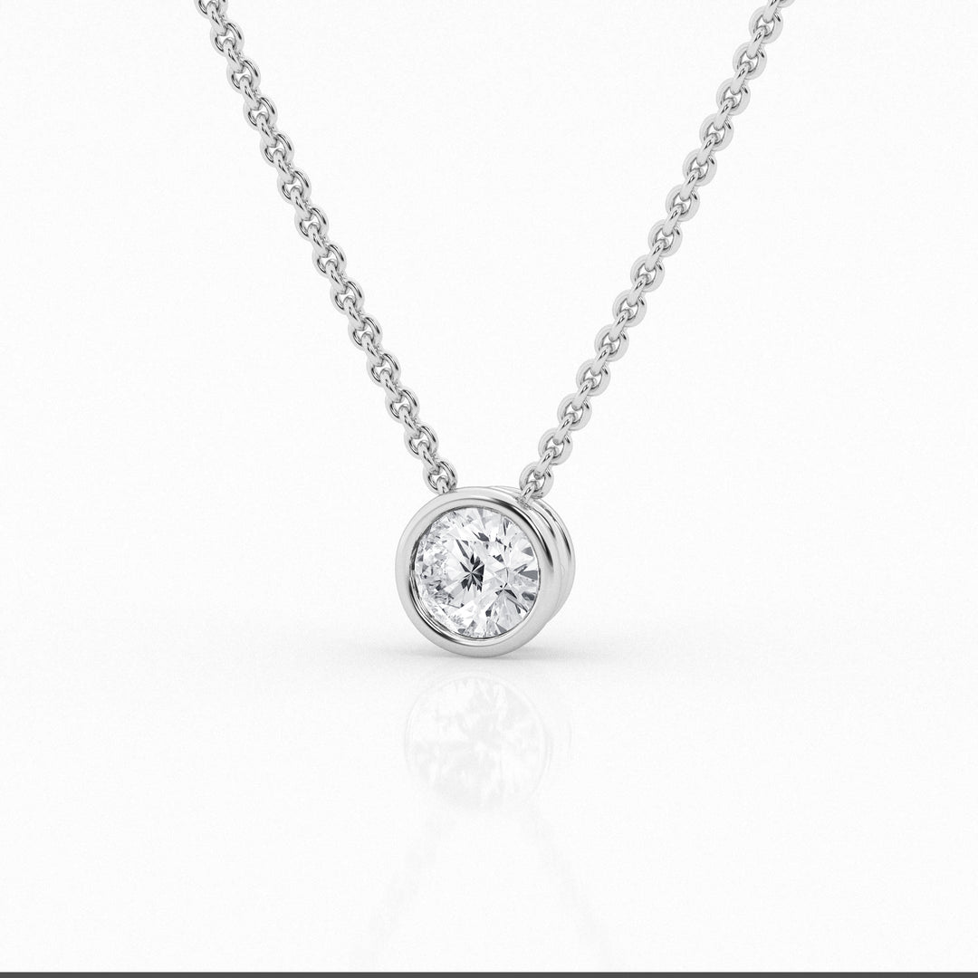 14K White Gold Lab Diamond Solitaire Pendant