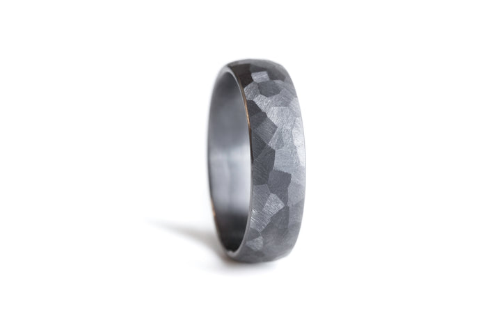 Modern Hand-Ground Tantalum Mens Ring: 6mm. Comfort-Fit. Faceted.