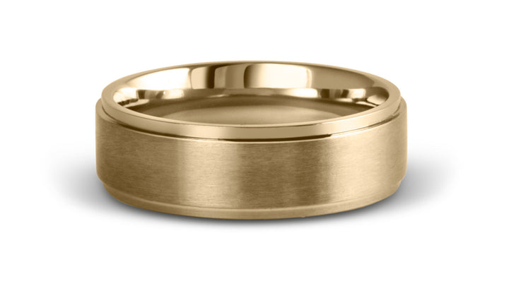 Timeless Brushed 14K Yellow Gold With Polished Recessed Edges: 6mm. Comfort-Fit. Flat Profile.