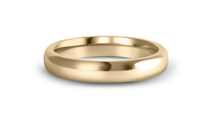 Minimal 14k Yellow Gold Domed Mens Ring: 4mm. Comfort-Fit.