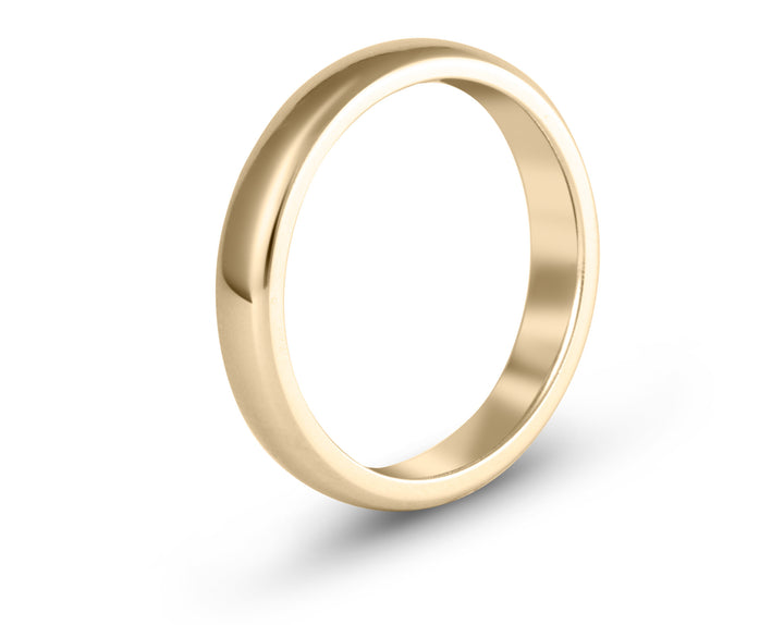 Minimal 14k Yellow Gold Domed Mens Ring: 4mm. Comfort-Fit.