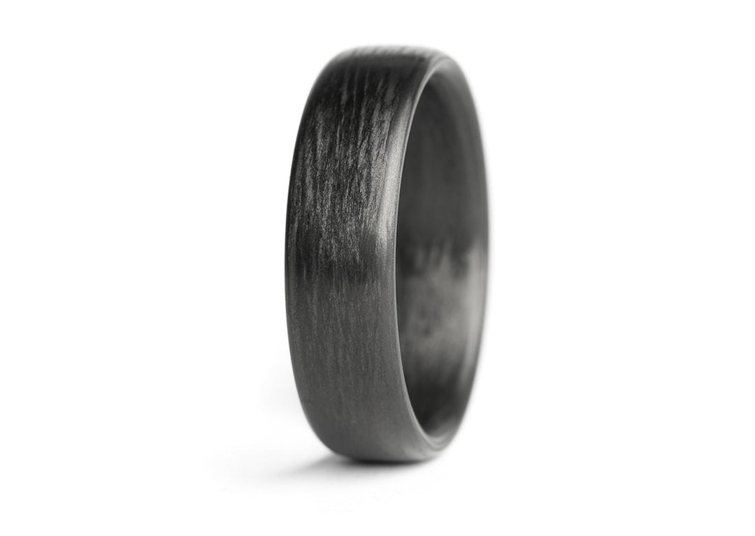 Minimal Fine Grain Forged Carbon Fiber Mens Ring: 6mm. Lightweight. Comfort-Fit.