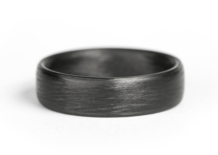 Minimal Fine Grain Forged Carbon Fiber Mens Ring: 6mm. Lightweight. Comfort-Fit.