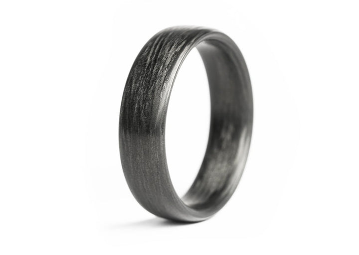 Minimal Fine Grain Forged Carbon Fiber Mens Ring: 6mm. Lightweight. Comfort-Fit.