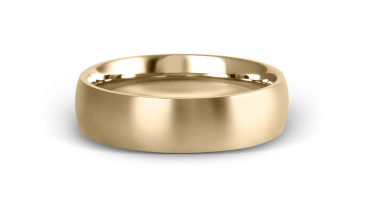 Minimal 14K Yellow Gold Domed Mens Ring: 6mm. Comfort-Fit.