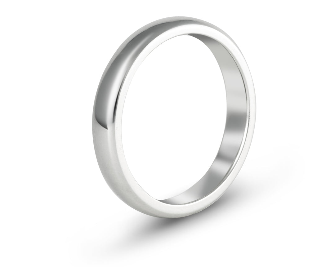 Minimal Domed Titanium Ring with Polished Finish: 3mm. Comfort-Fit.