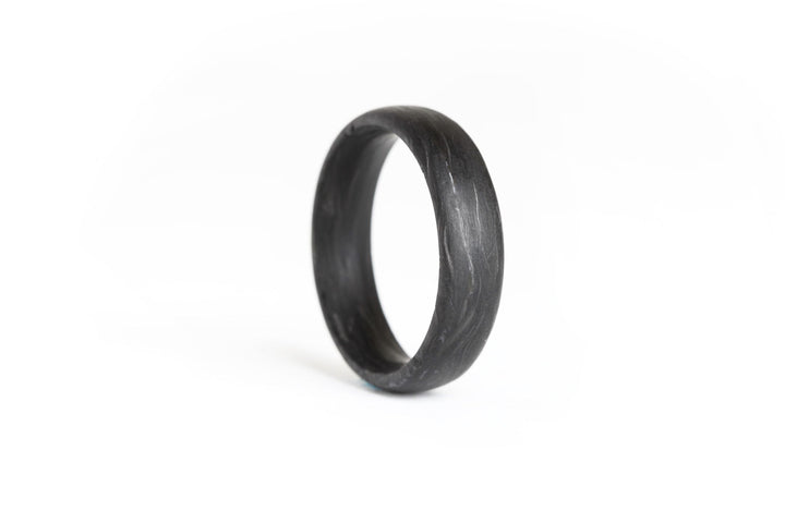 Minimal Raw Carbon Fiber Mens Ring with Domed Profile: 6mm. Comfort-Fit.