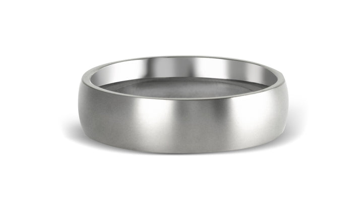 Minimal Brushed Titanium Ring: Domed Profile. 6mm.