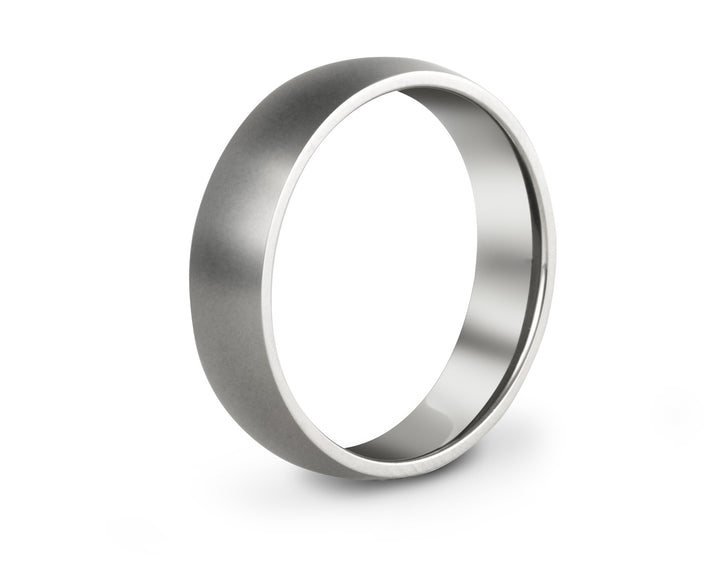 Minimal Brushed Titanium Ring: Domed Profile. 6mm.